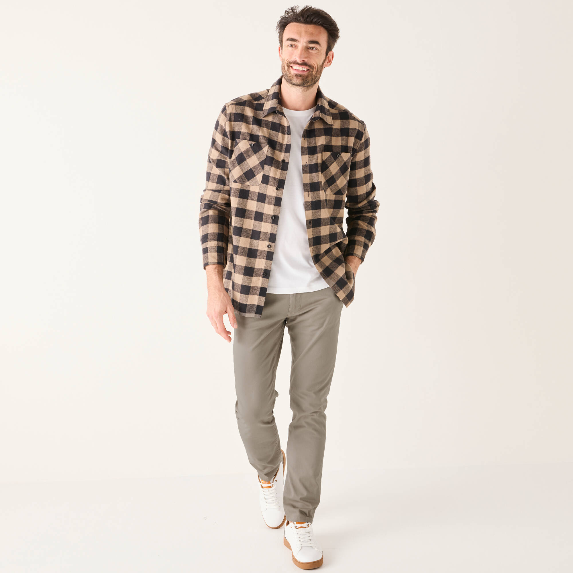 Pantalon chino élastiqué c&ocirc;tés - entrej. 82 cm