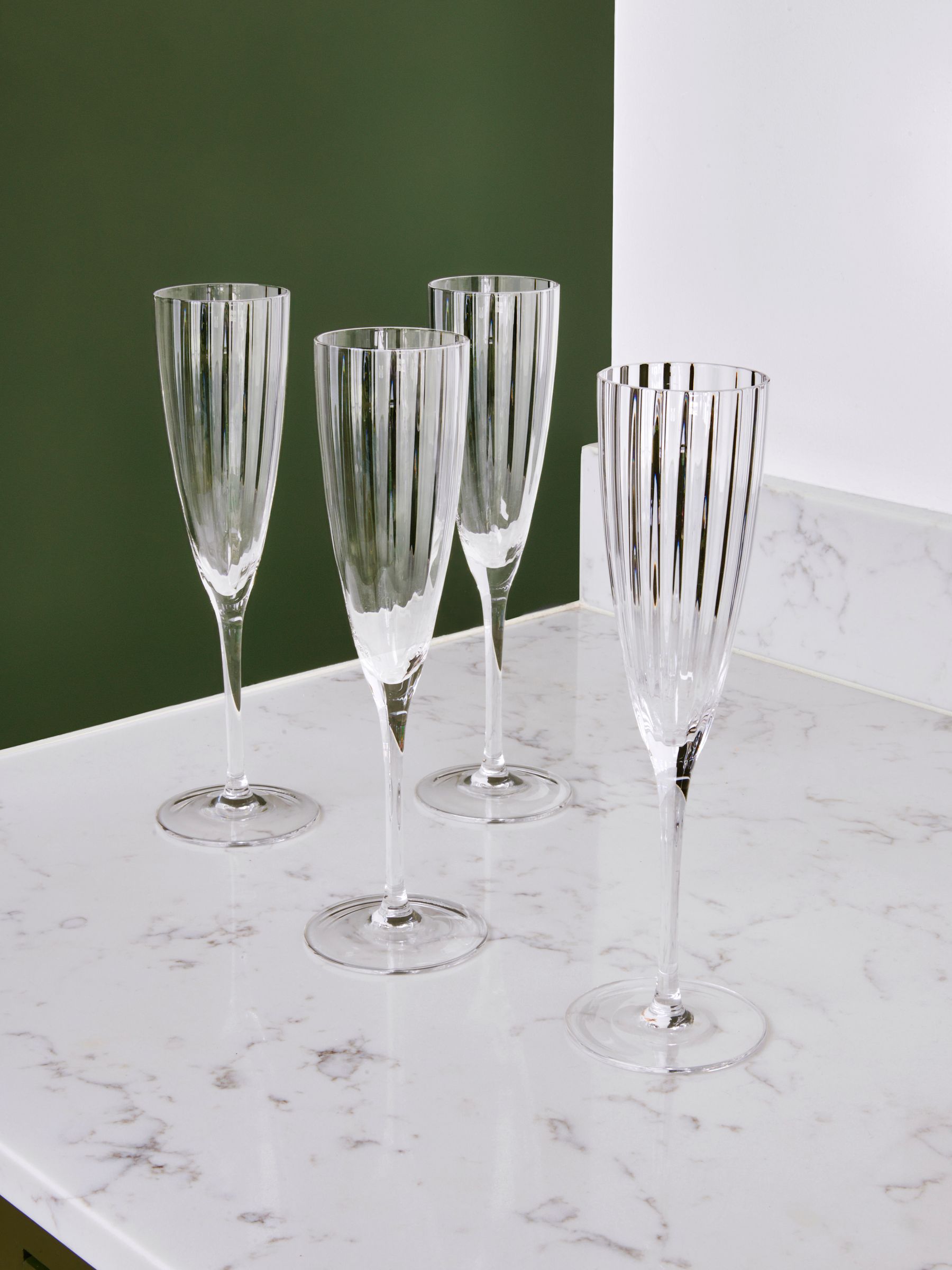 Jasper Conran London Set of 4 Clear Fluted Champagne Flute Glasses
