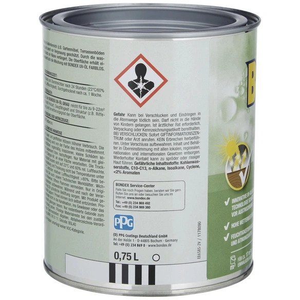 UV-Schutzöl, grau, matt, 0,75 l
