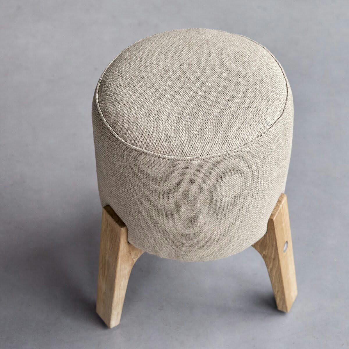 DRUM - Pouf linen en chêne massif