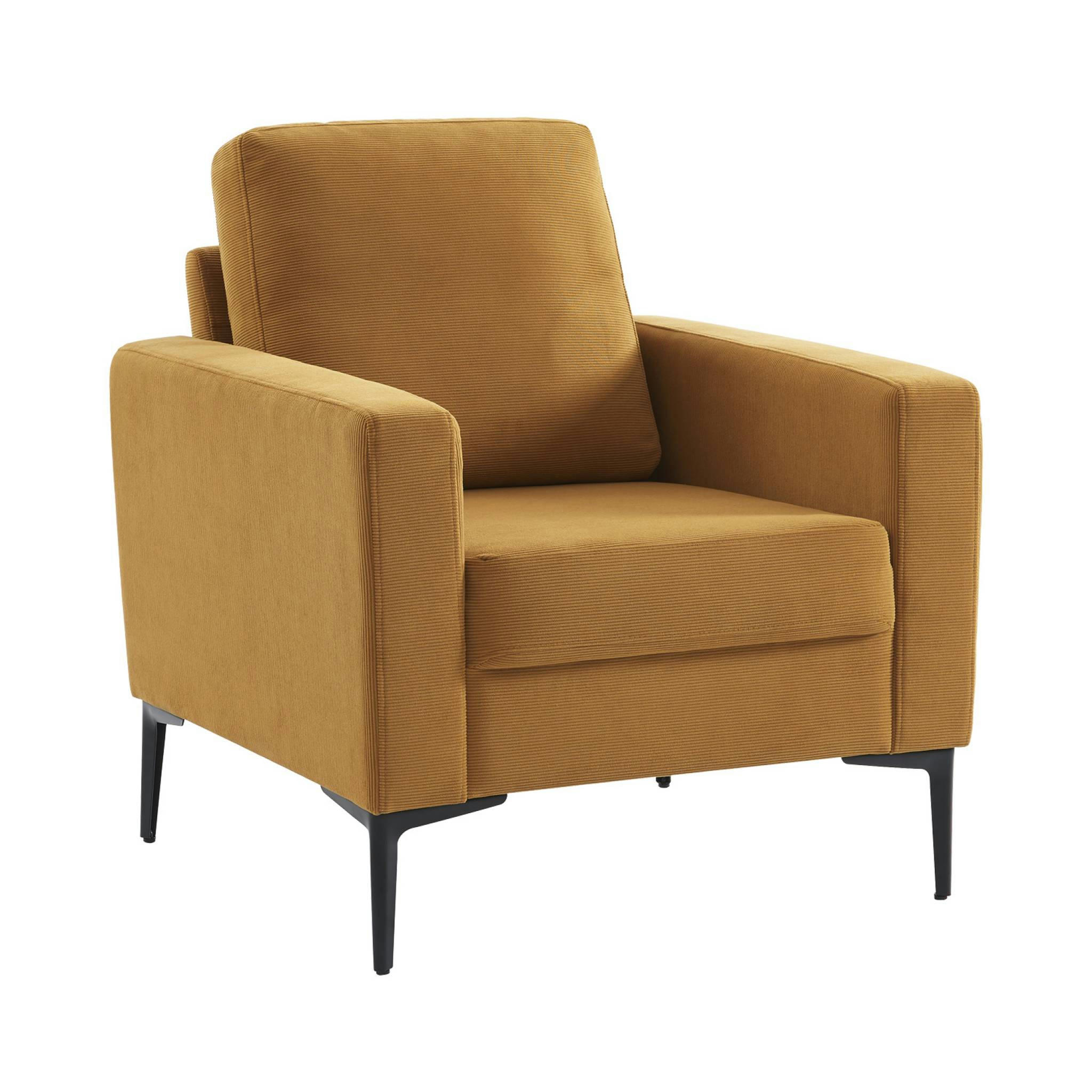 BJORN - Fauteuil en velours côtelé ocre
