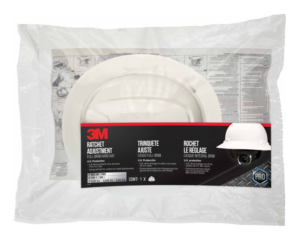 3M™ CHH-FB-R-W6-PS Full-Brim Non-Vented Hard Hat with Ratchet Adjustment, White
