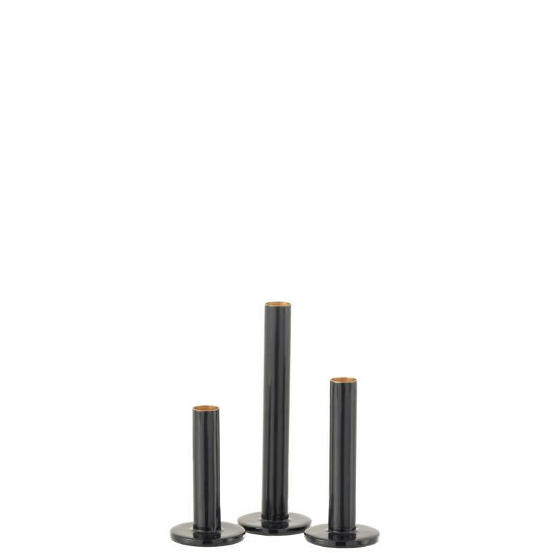 MODERNE - Set de 3 chandeliers bas métal bleu brillant H21,5cm