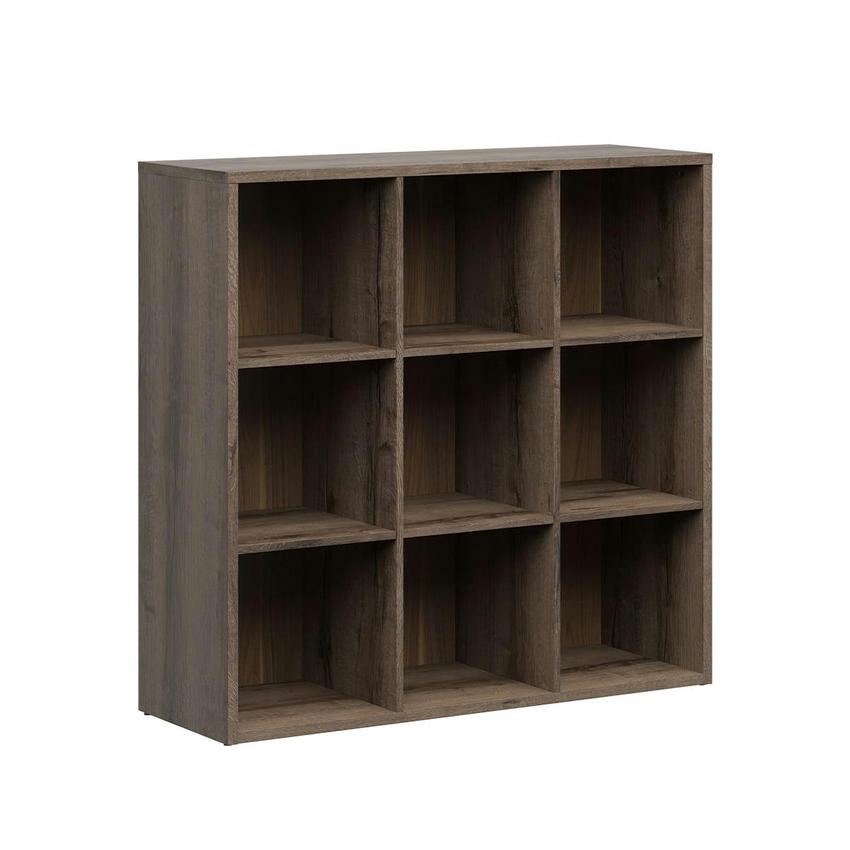- Bibliothèque 9 cases stratifiés naturel foncé