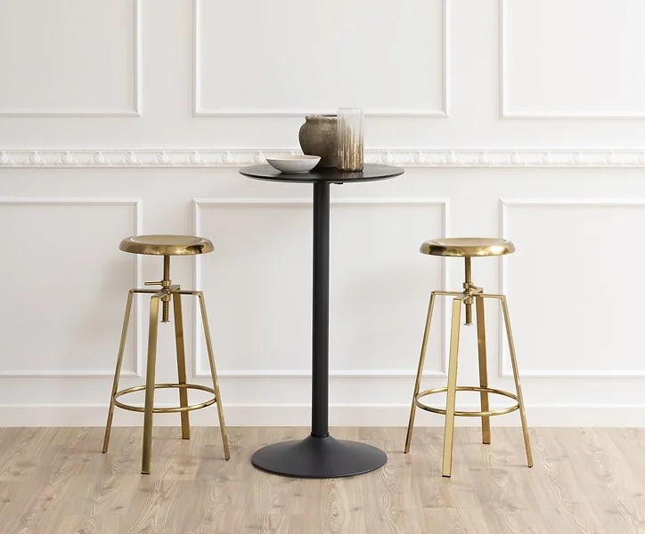 STÓŁ BAROWY Ibiza czarny OKRĄGŁY loftowy 60cm MDF I METAL