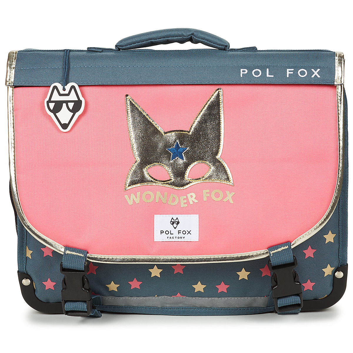 Pol Fox - CARTABLE WONDER FOX GLITTER 38 CM - Marine / Pink