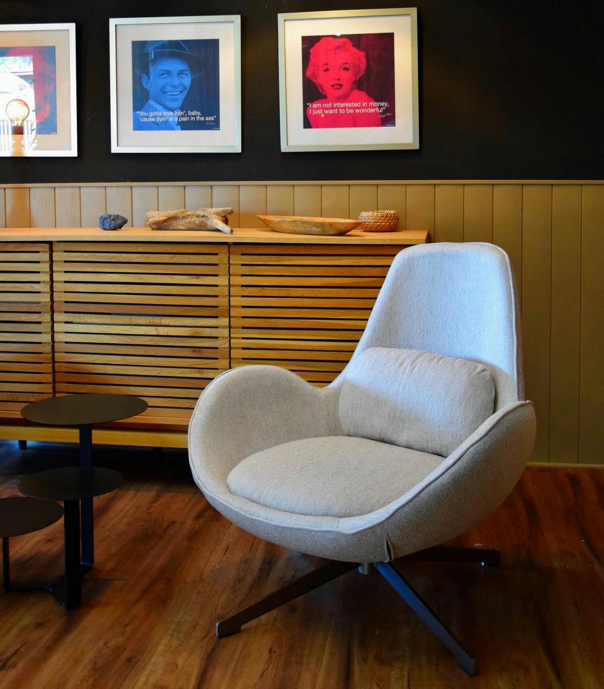 SPACE - Fauteuil rotatif en tissu beige