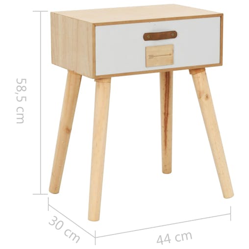 NNEVL Bedside Table with a Drawer 44x30x58.5 cm Solid Pinewood