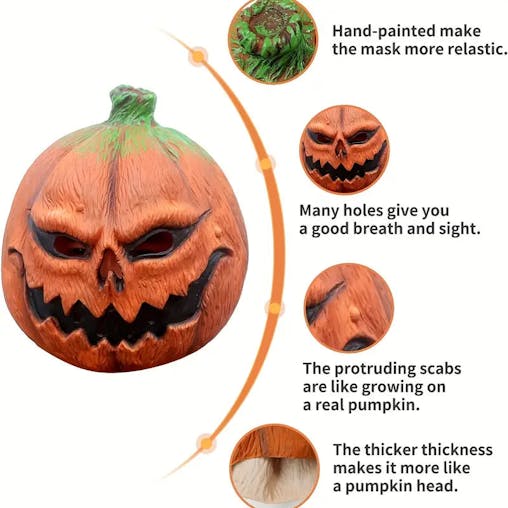 NNETM Spooktacular Pumpkin Face Head Mask for Halloween
