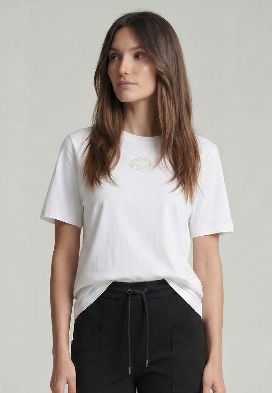 Shirt mit Perlen Applikation