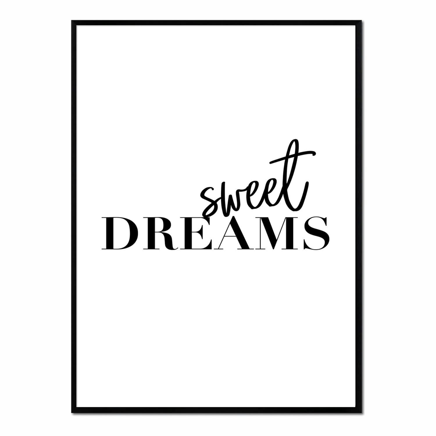 TEXTO - Affiche avec cadre noir - Sweet Dreams - 30x40