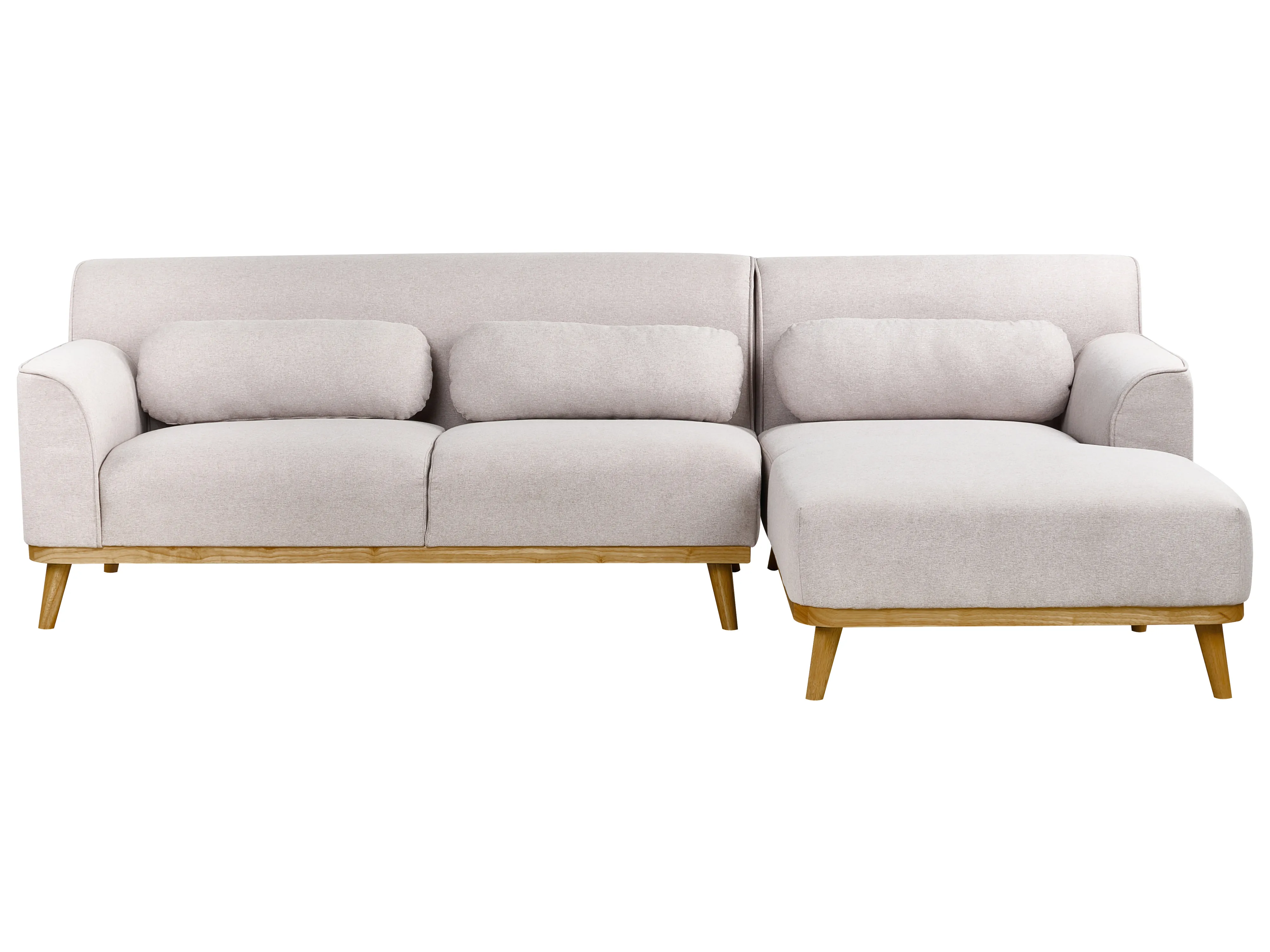 Corner Sofa 3 Seater SIMOS Fabric Light Grey Left Hand