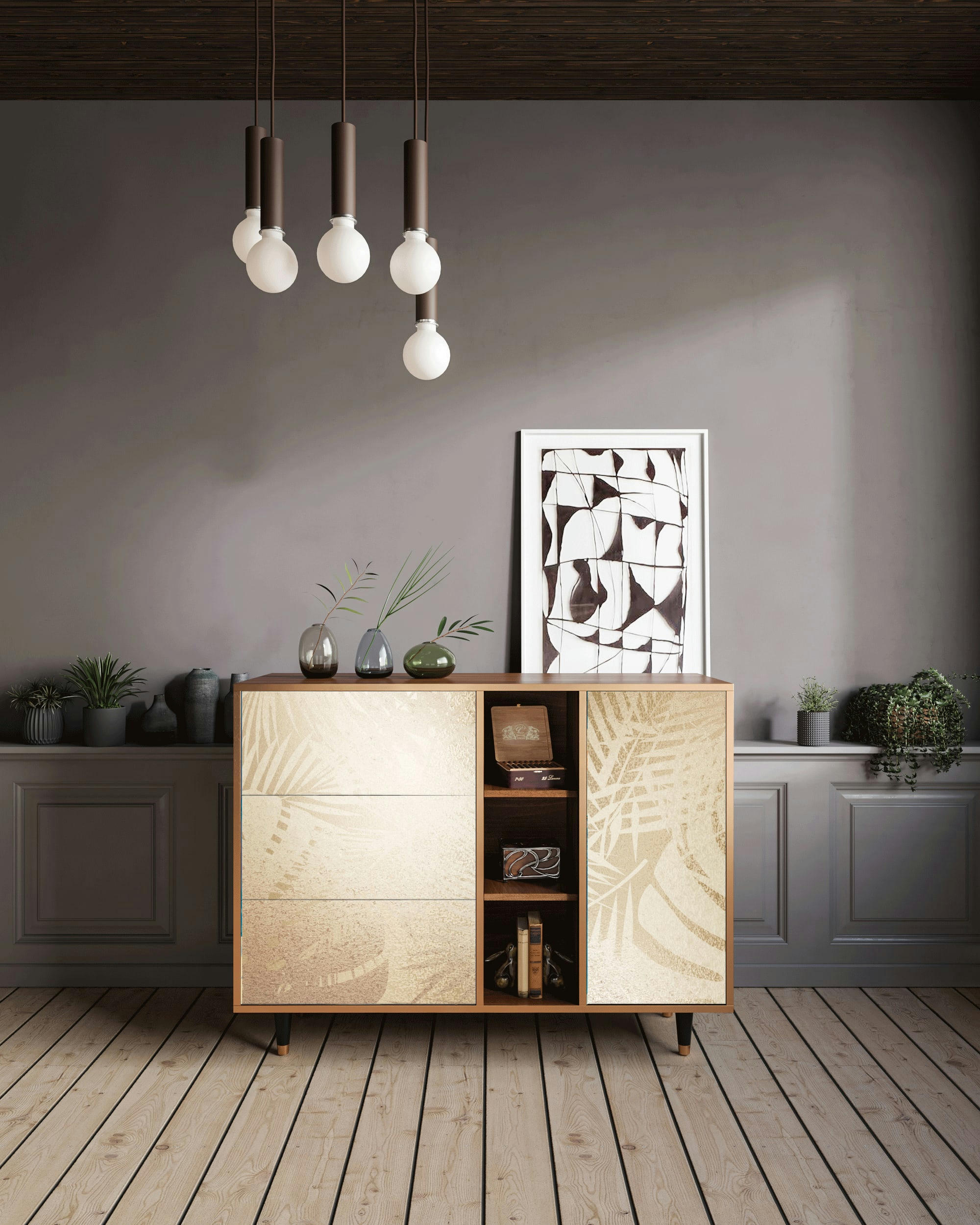 PLANT OF THE DESSERT - Buffet  sable 3 tiroirs et 1 porte L 125 cm