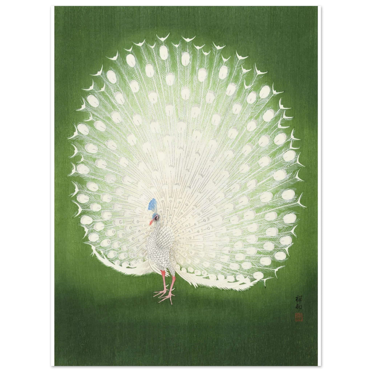 Artfulprints Poster Ohara Koson - Peacock  - 30x40 cm - Groen