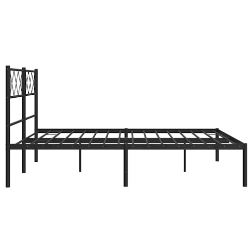 NNEVL Metal Bed Frame with Headboard Black 150x200 cm