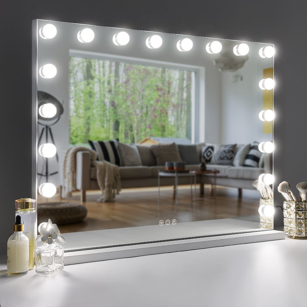 VANITII GLOBAL Hollywood Vanity Make Up Mirror with Lights 18 LED Tabletop Wall 80x58cm