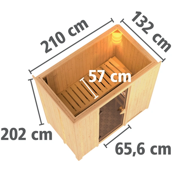 Sauna »Pärnu«, inkl. 9 kW Saunaofen mit externer Steuerung, für 2 Personen