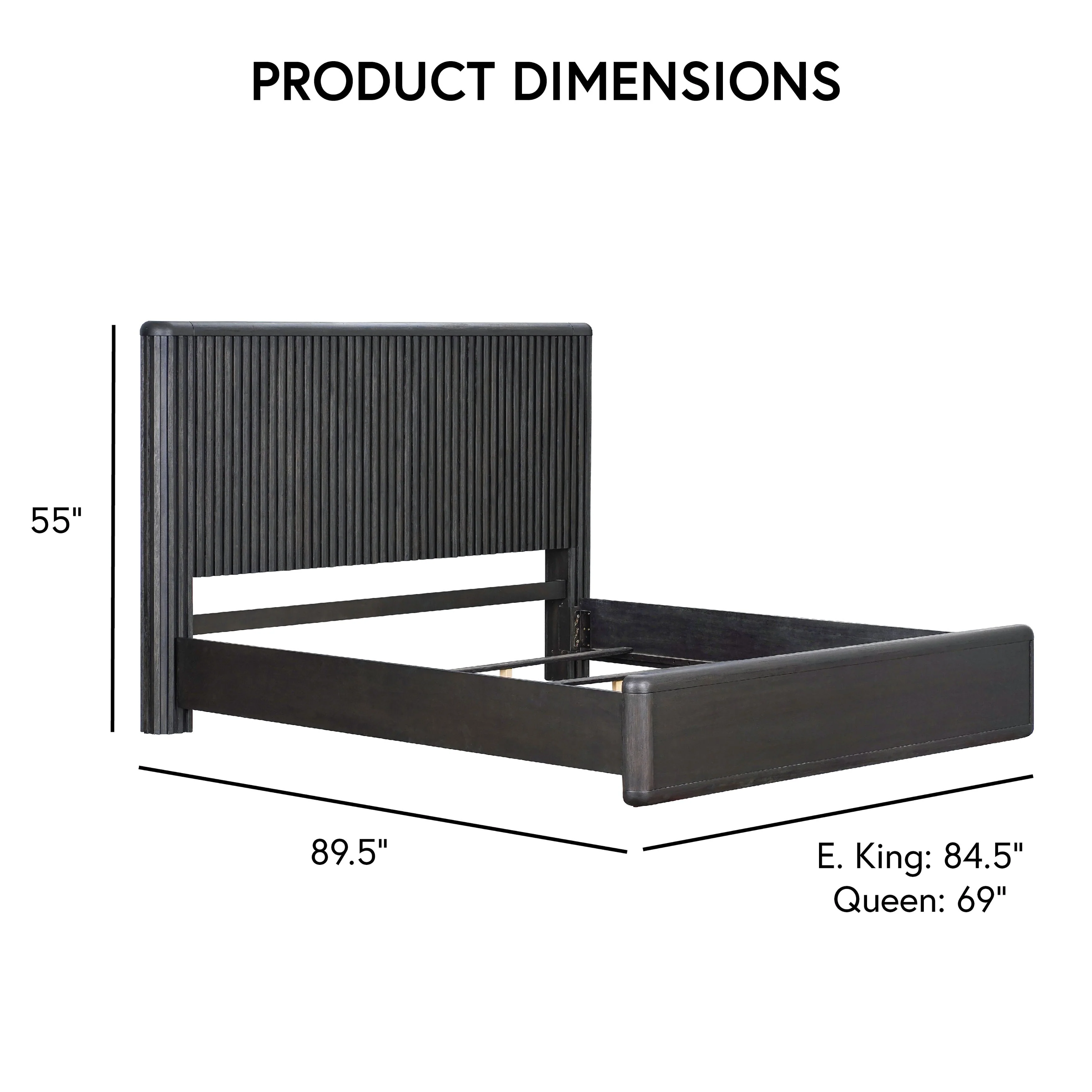 Furniture of America Caelan I Modern 3-Piece Black Solid Wood Fluted Panel Bedroom Set