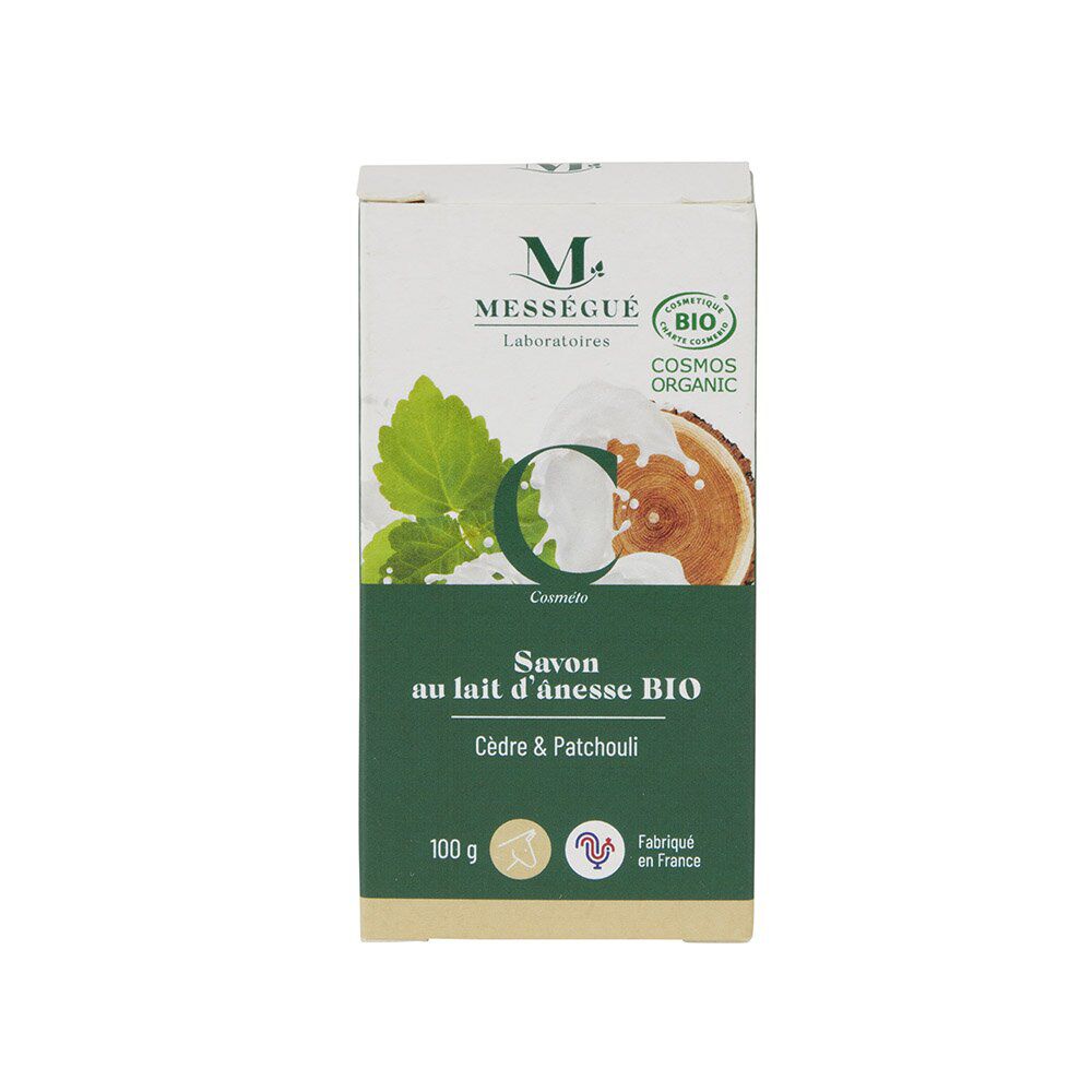 Savon au lait d'anesse bio Mességué senteur cèdre et patchouli 100gr