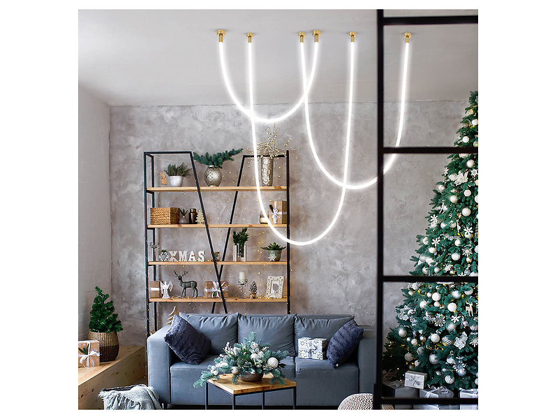 Lampa wisząca Rope LED 300 cm akrylowa biało-złota