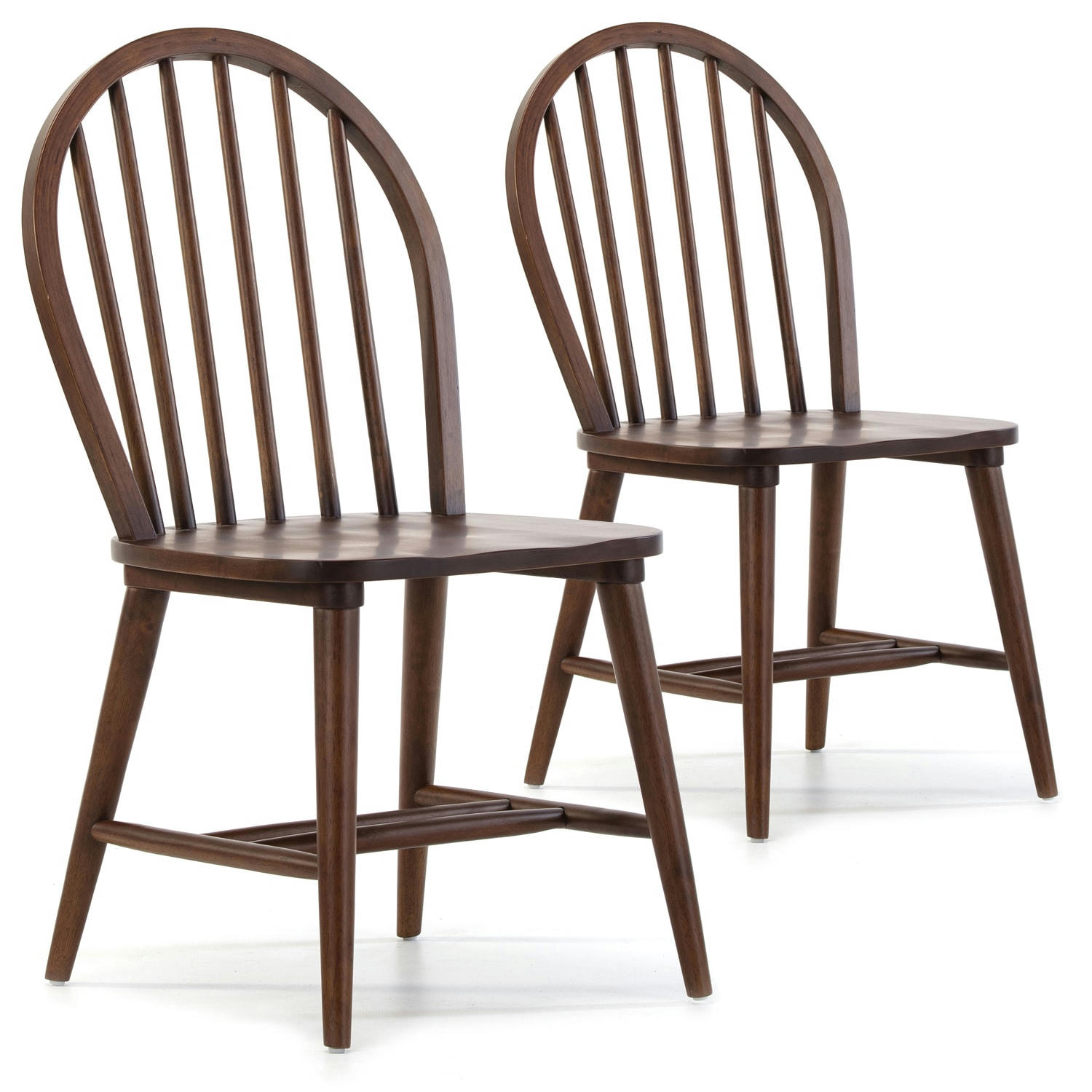 CLARCK - Pack 2 chaises couleur noyer, bois massif, 48 cm x 48 cm x 92 cm