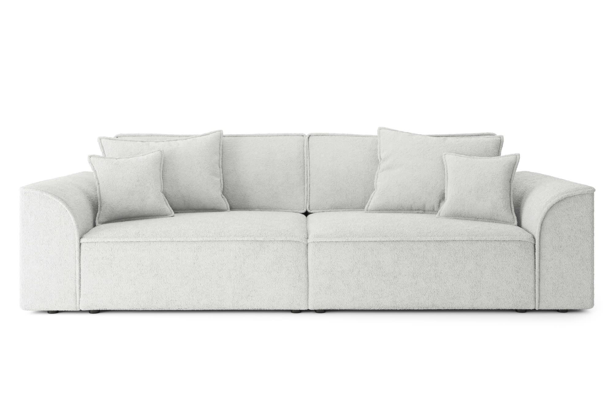 MARTY - Canapé droit en tissu 4 places gris clair