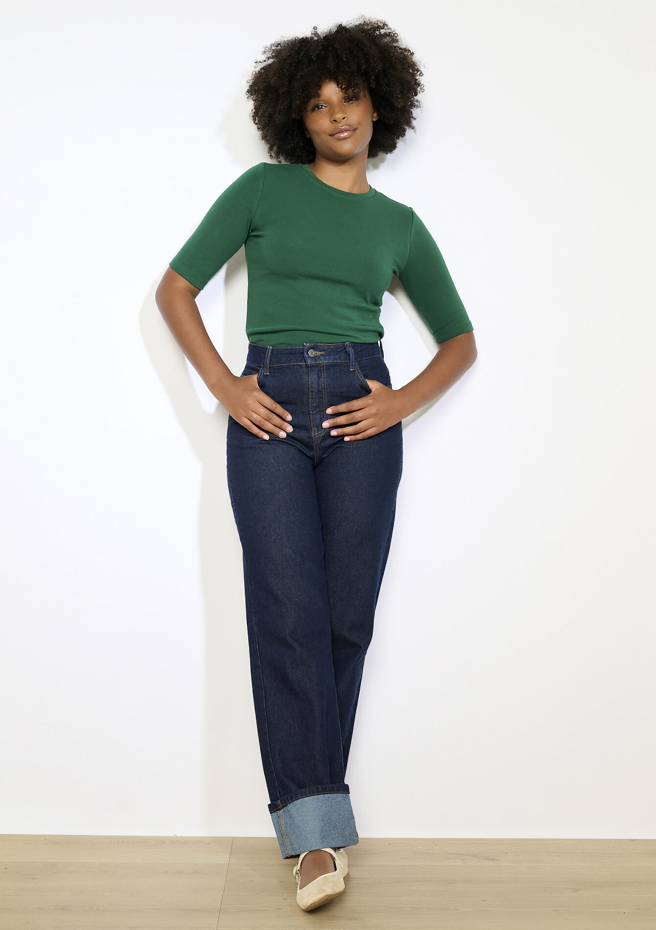 Aansluitend geribbeld t-shirt