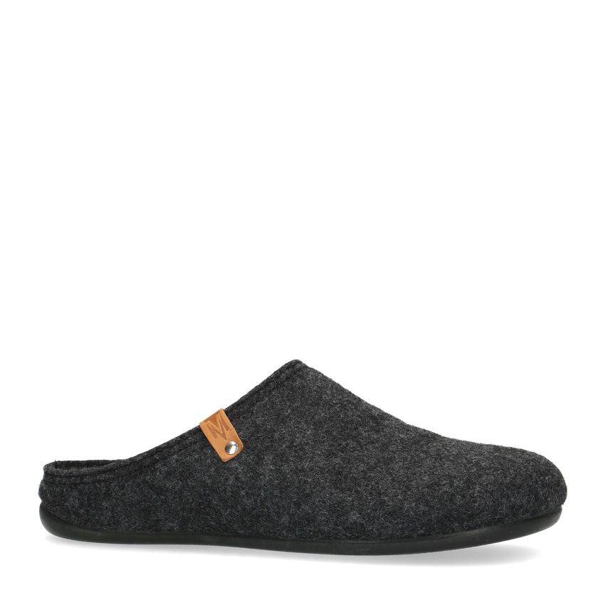 Manfield Donkergrijze pantoffels
