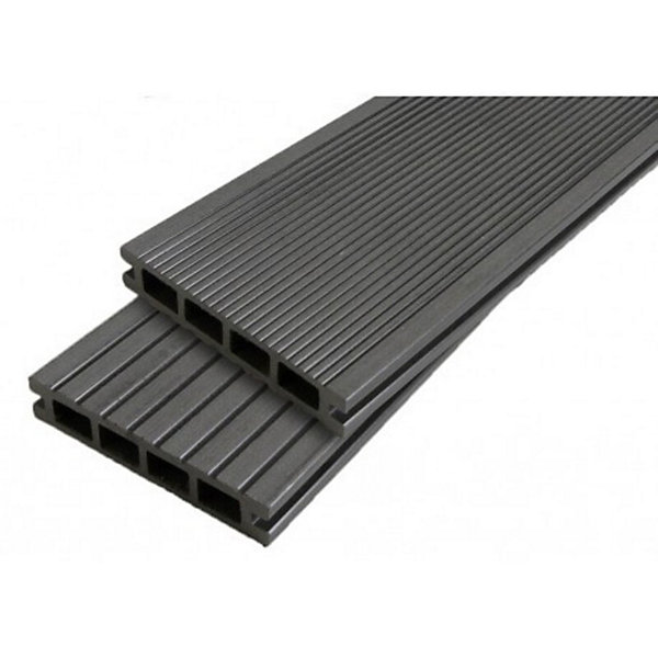 PACK 4 m² lame de terrasse composite Dual   ACCESSOIRES 2400mm Gris anthracite, ep.25mm, l.14 cm, L.240 cm