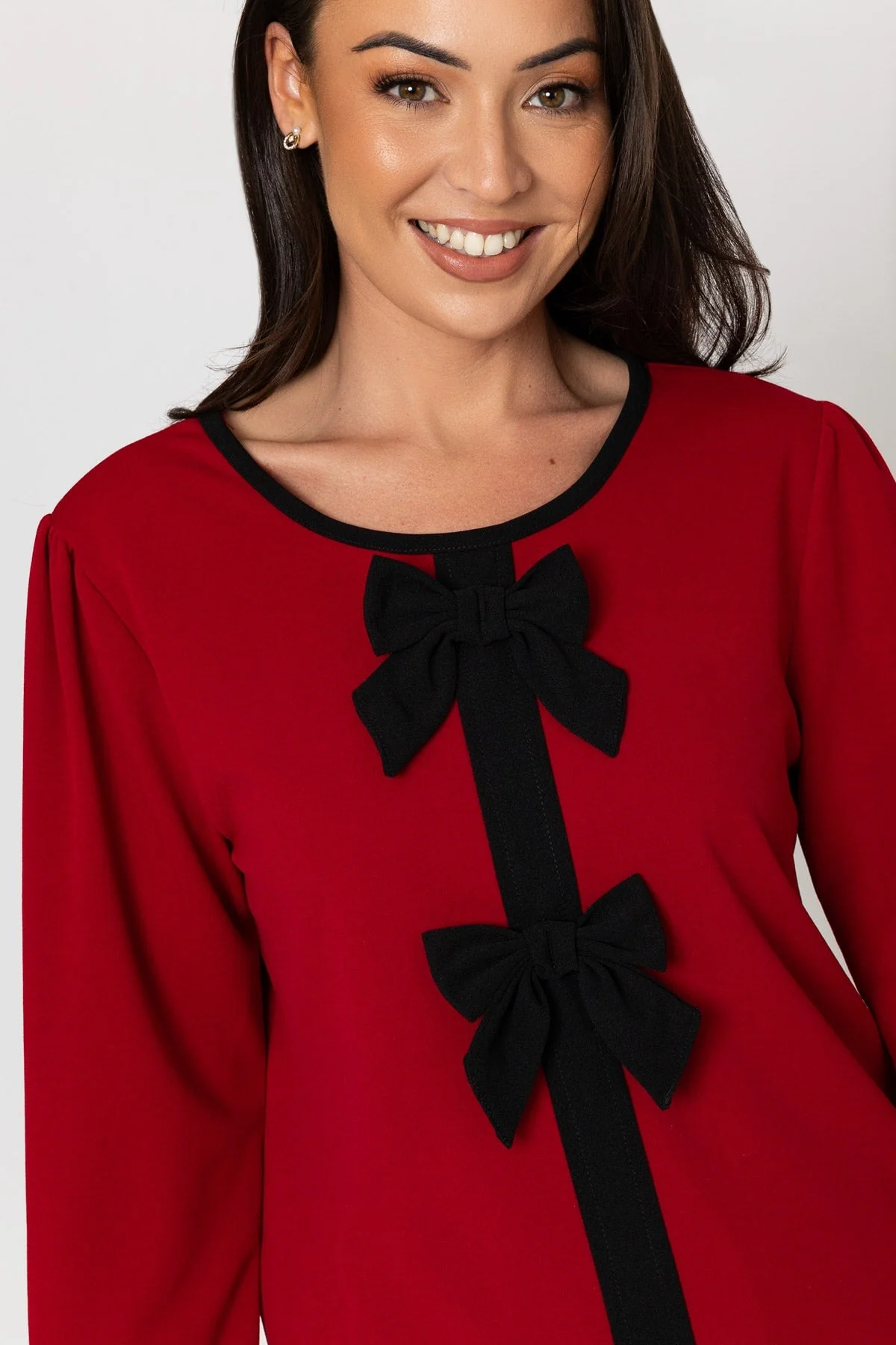 Burgundy Long Sleeve Bow Top