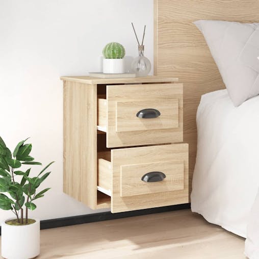 NNEVL Wall-mounted Bedside Cabinets 2 pcs Sonoma Oak 41.5x36x53cm