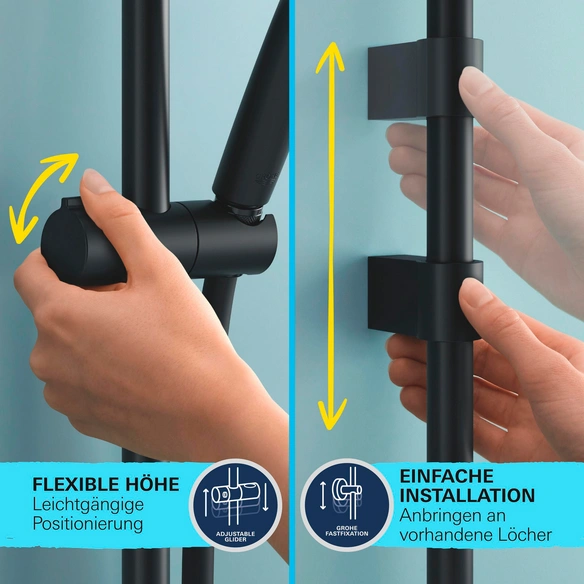 Brausestange »Vitalio 110«, 2 Strahlarten (Rain, Jet), schwarz