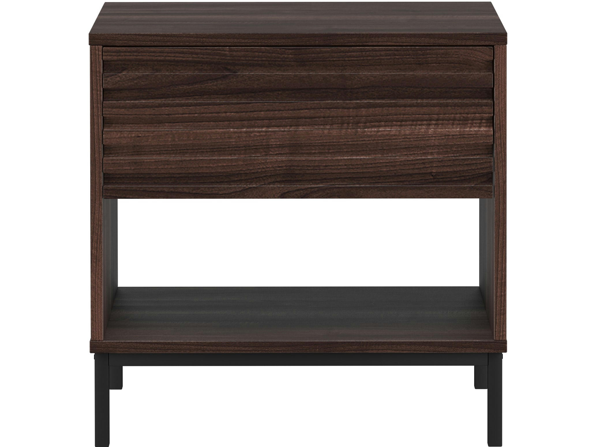 CELINE - Table de nuit avec 1 tiroir en aggloméré de bois noyer