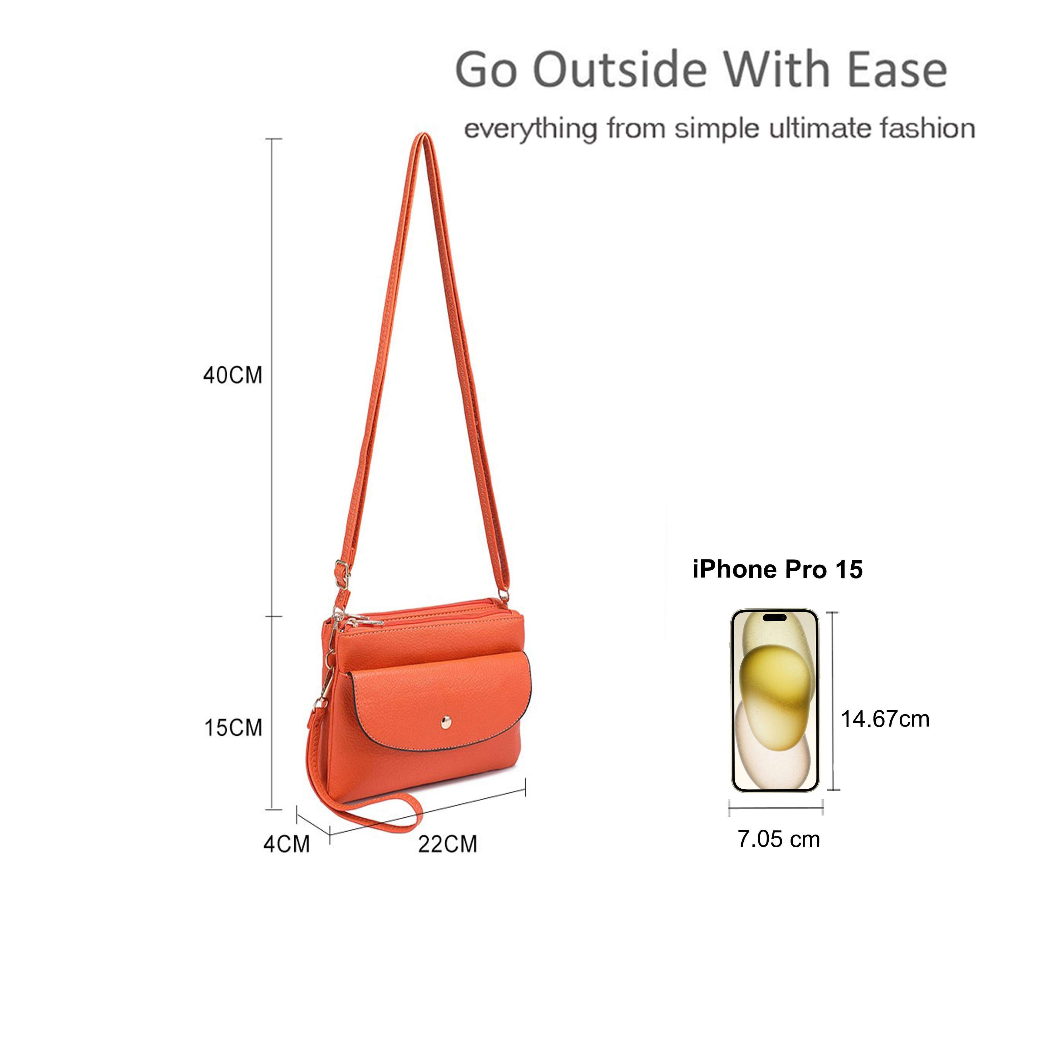 Kitise Small Double Comparments Crossbody Purse WristletBag with Front Snap Pocket