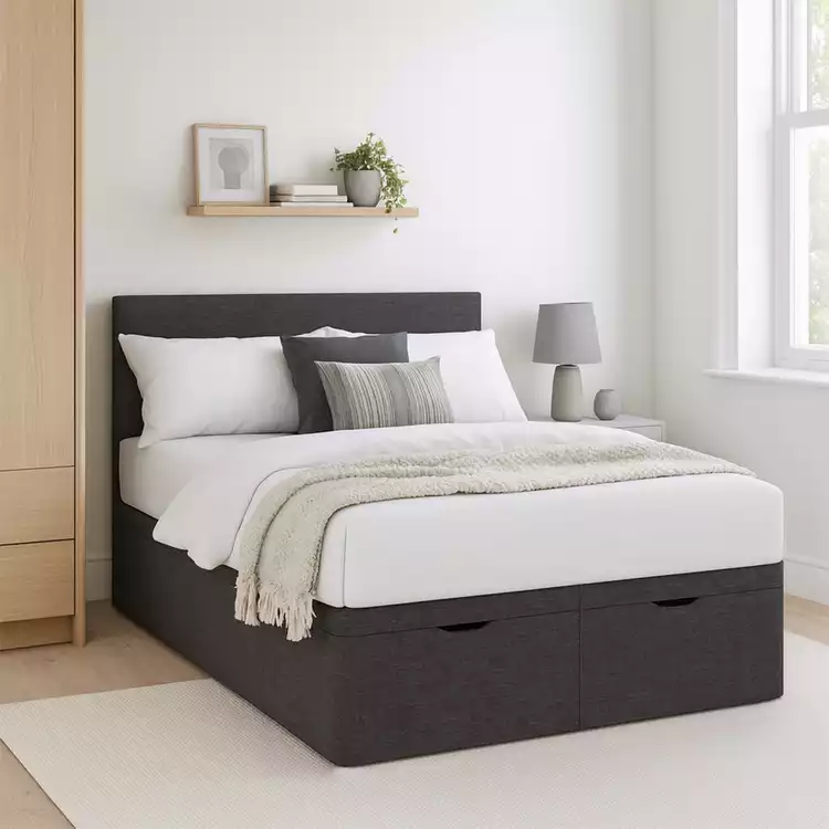 Millbrook Miller Double Fabric EndLift Ottoman Bed- Charcoal