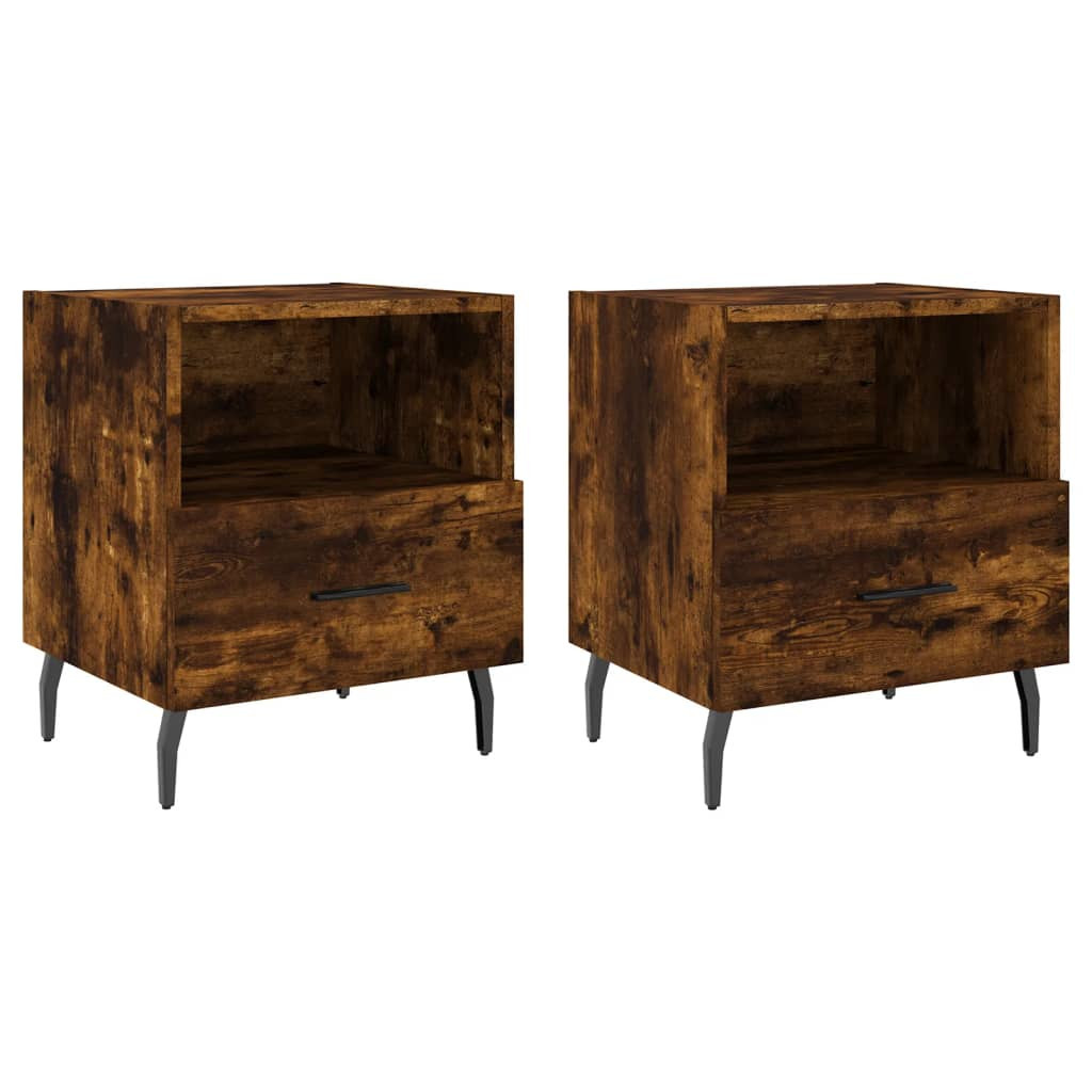 2x Szafka Nocna Stolik Komoda Brązowa z Szufladą Do Sypialni 40x35x47,5 cm