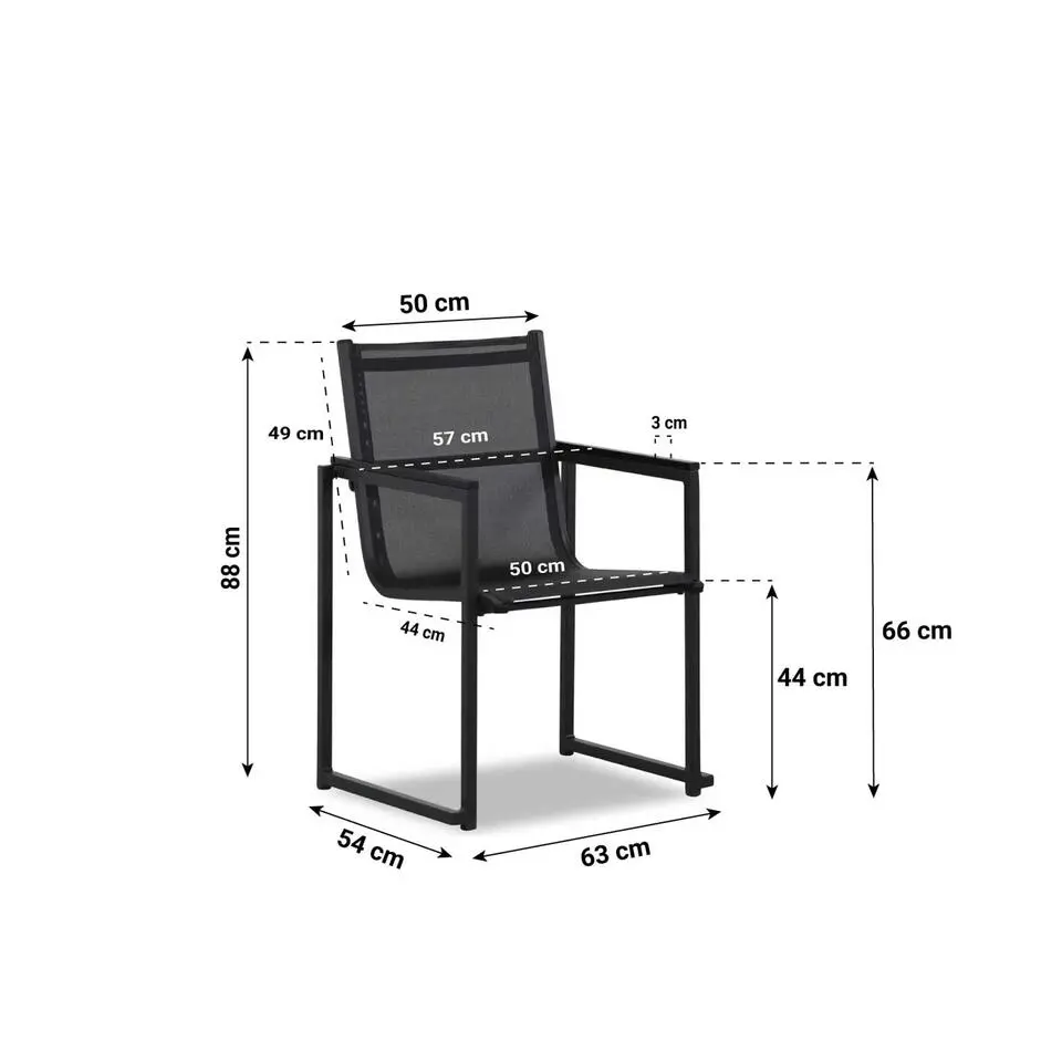 Tuinstoel stapelbaar Textileen Grijs-antraciet Lifestyle Garden Furniture