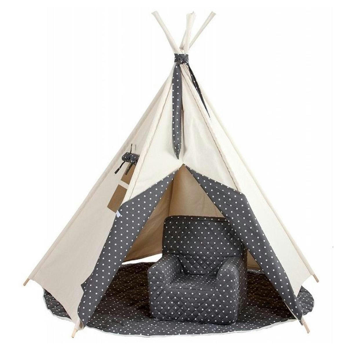 BARNA - Tapis pour tipi enfant STARS gris