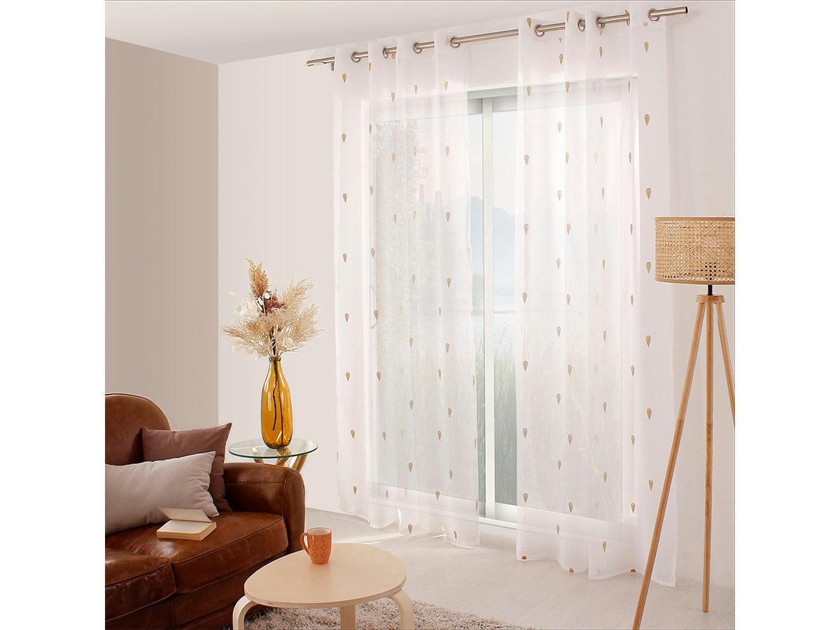 - Lot de 2 voilages étamine brodés Telline 140 x 240 cm