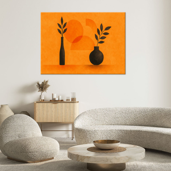 Feeby Obraz do salonu, Wazony Liście Minimalizm 60x40