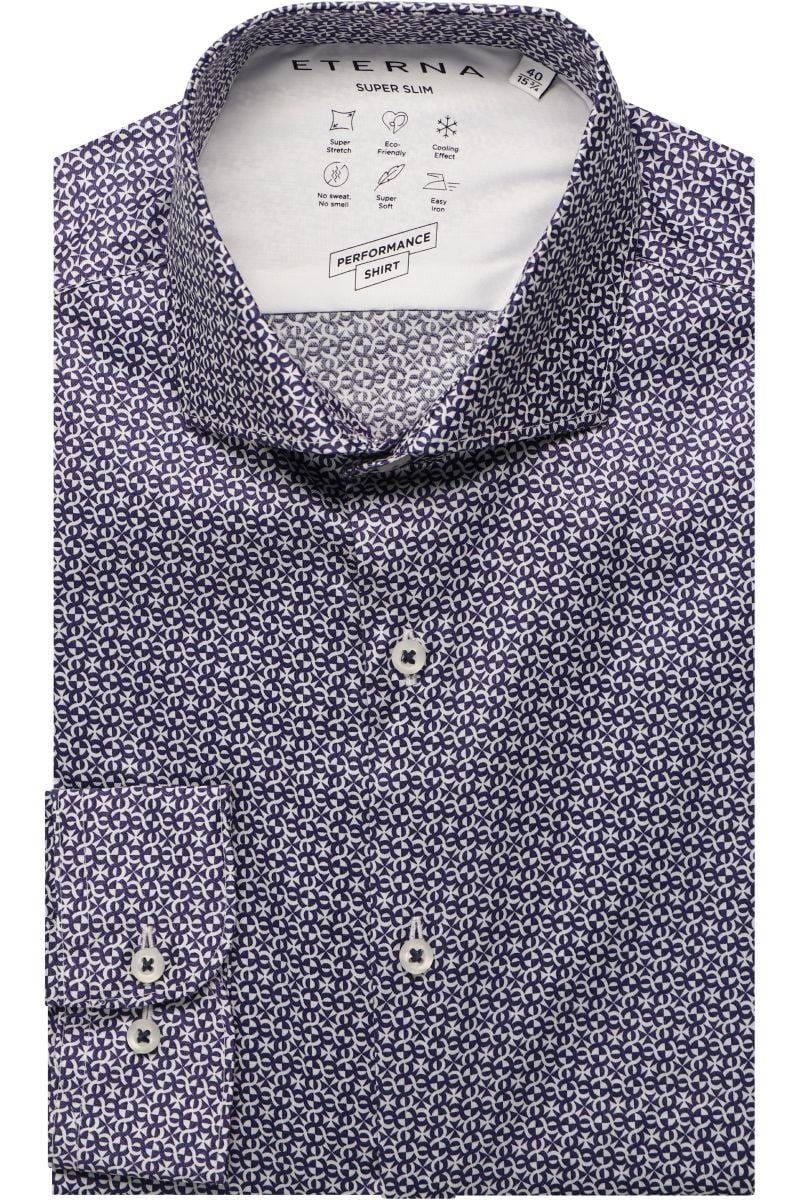 ETERNA Performance Super Slim Tencel Hemd marine, Bedruckt