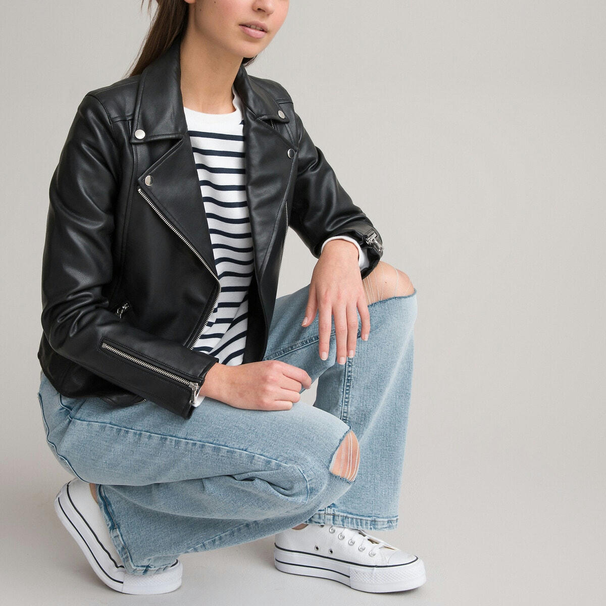 Veste esprit motard zippée