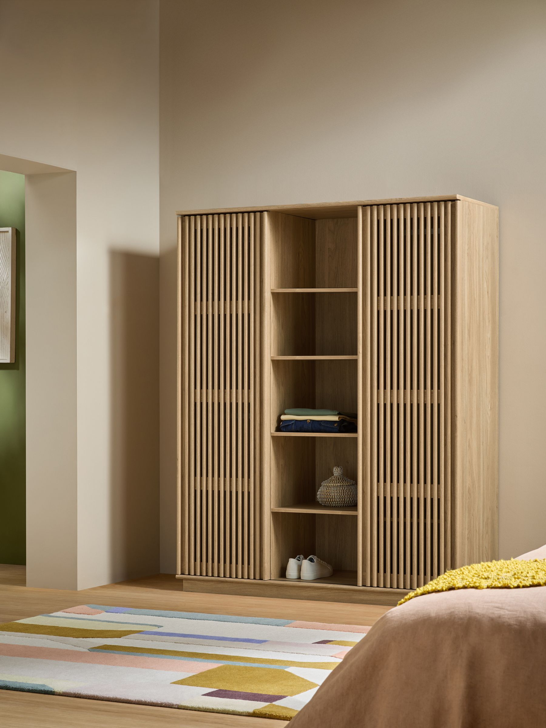 Tulma Sliding Triple Wardrobe in Mid Oak Effect