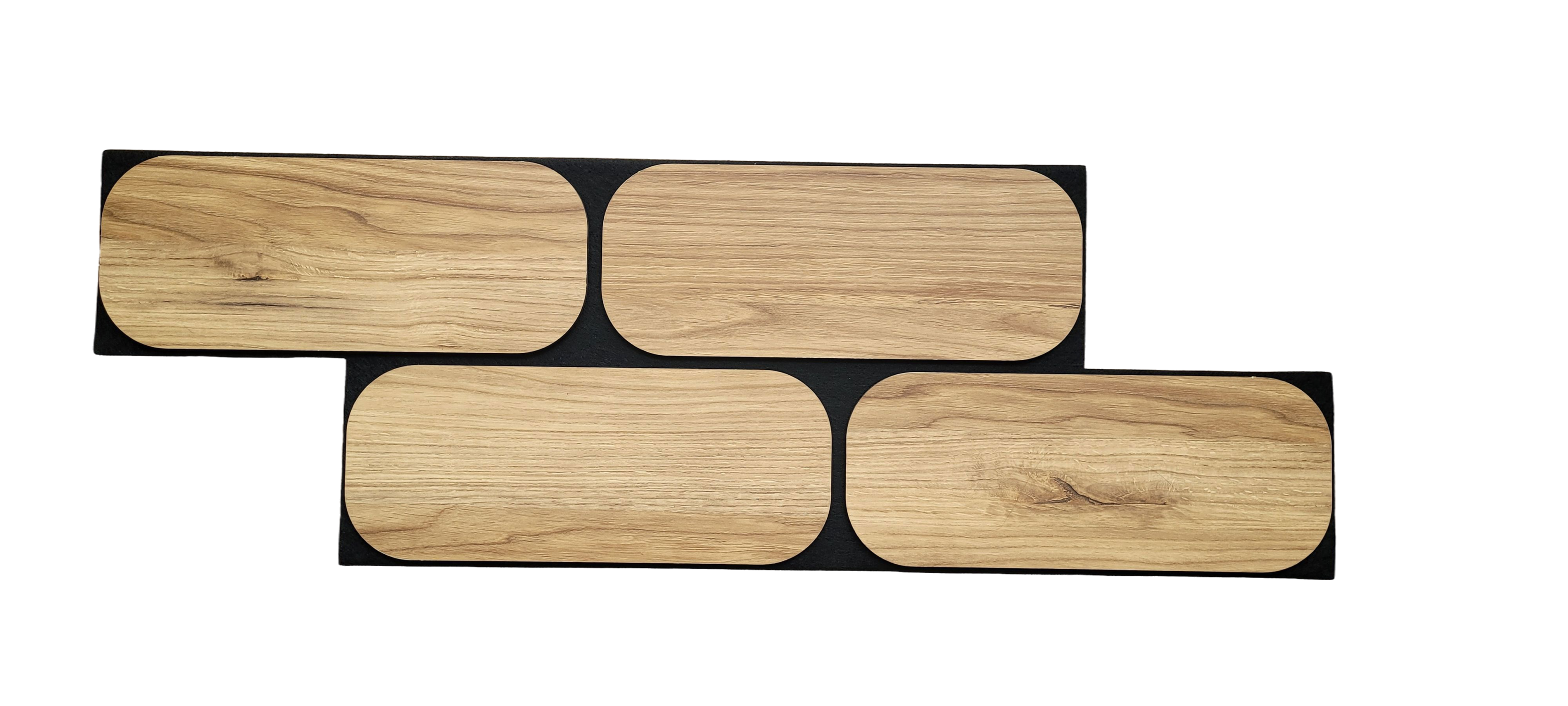 Panele ścienne 3D Cegiełka na czarnym filcu 90x30 cm Dąb