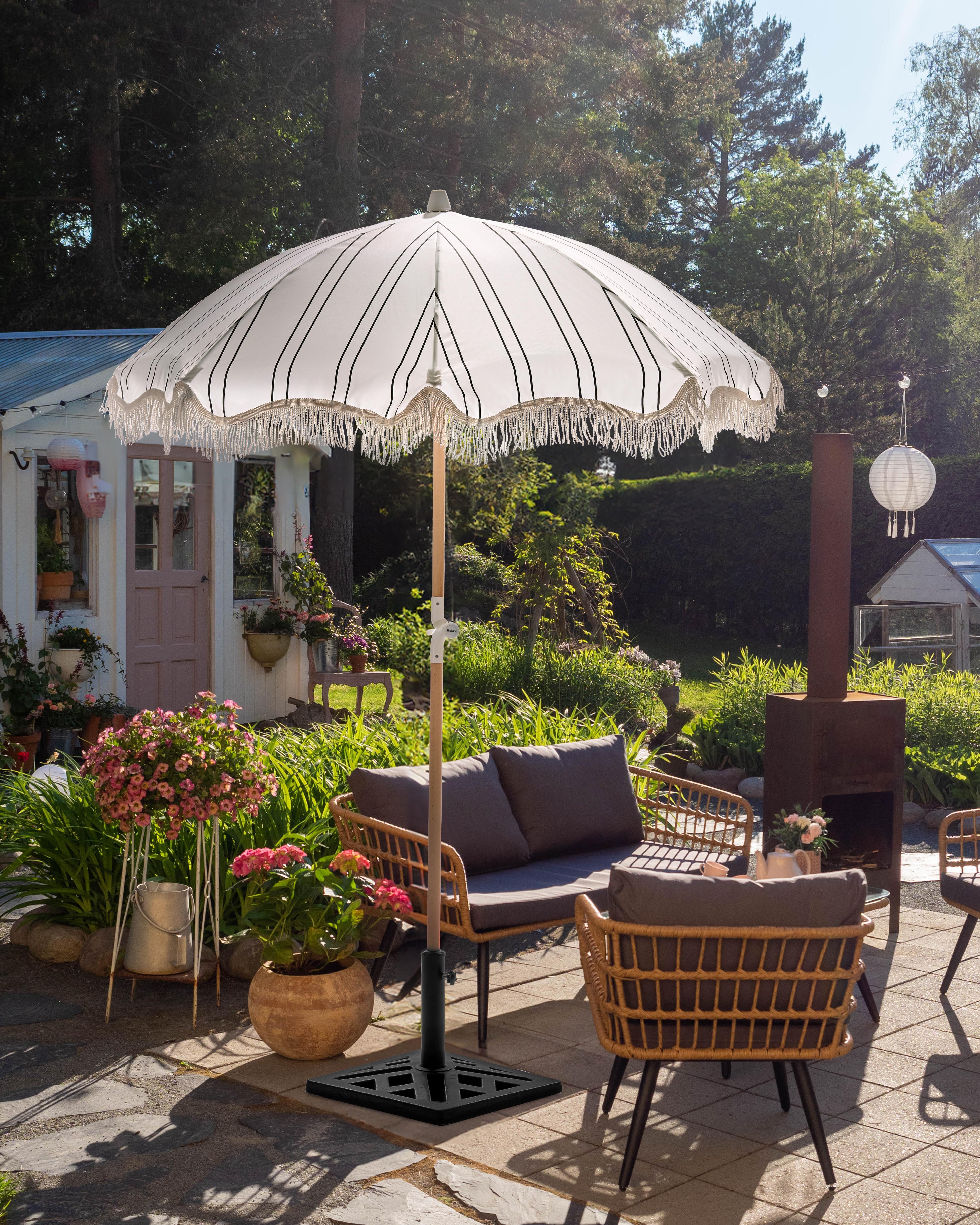 Patio Parasol 155 cm MONDELLO White/ Black