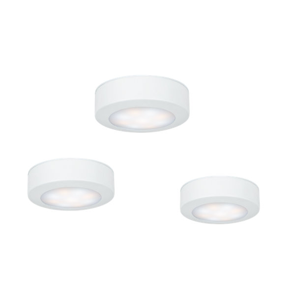 3 spots à pile Bly Bo LED intégrée variation de blancs IP20 80lm 1W Ø8xH.2,5cm blanc GoodHome