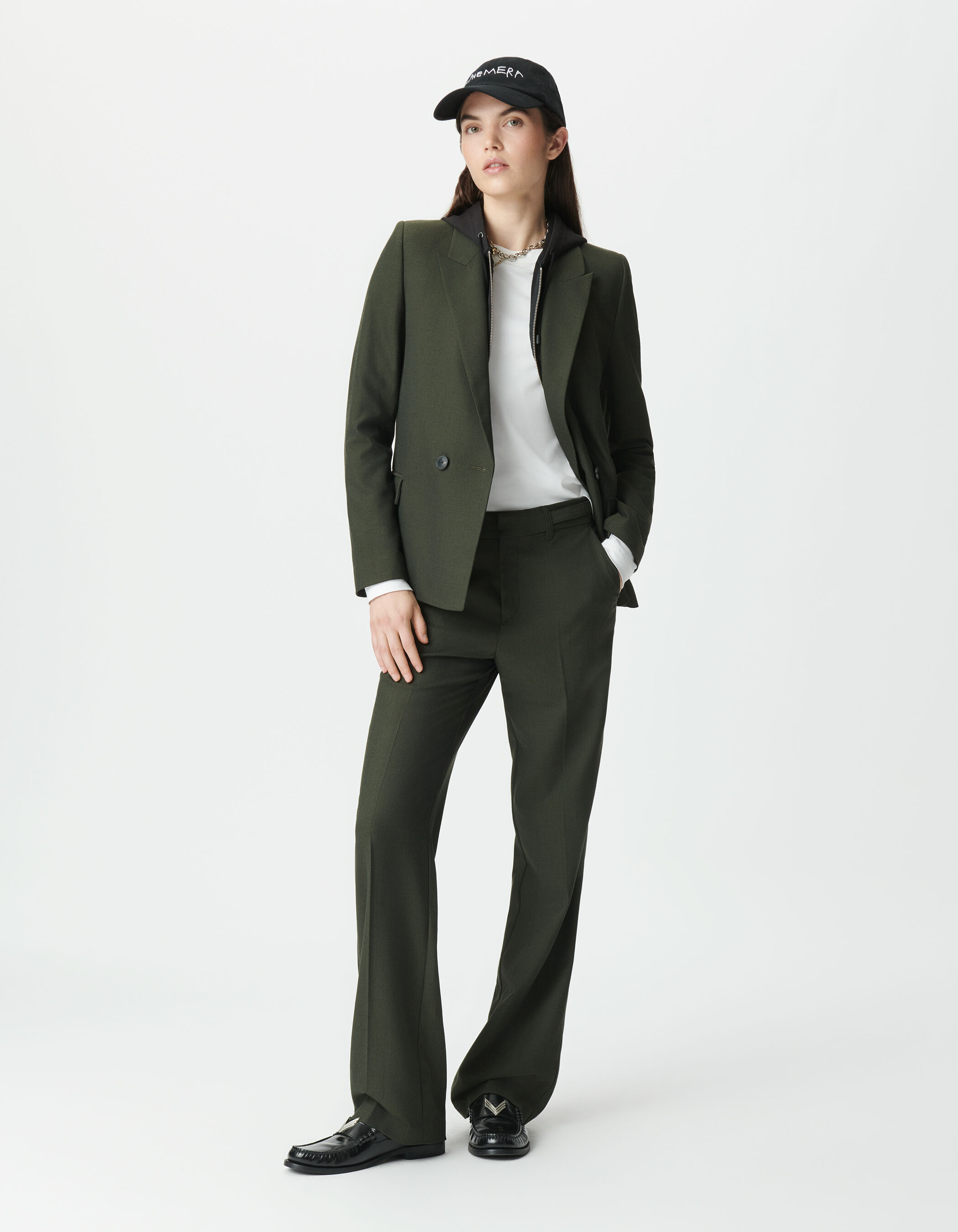 Veste de tailleur kaki parementure amovible Femme