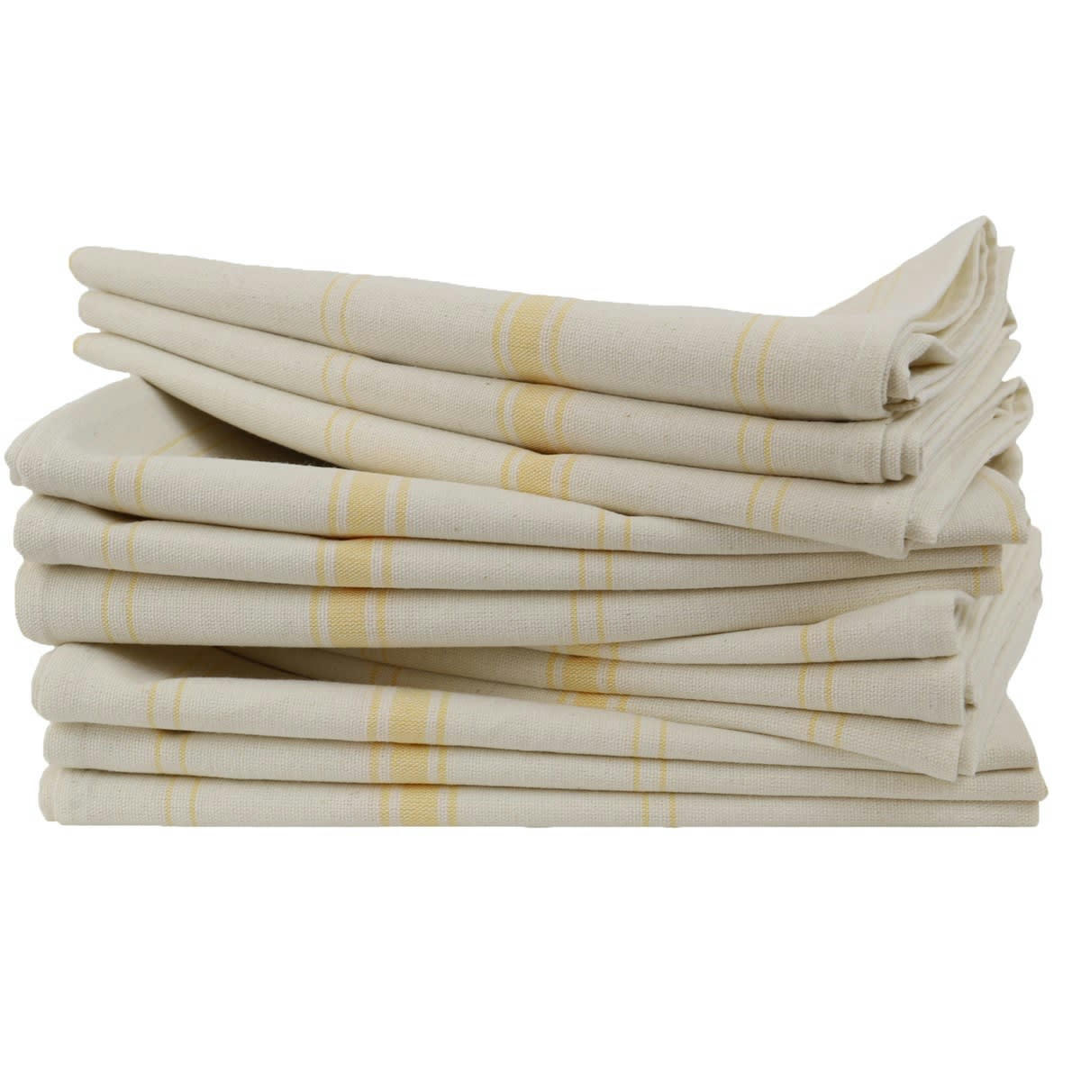 BRASSERIE - Lot de 12 torchons en lin jaune