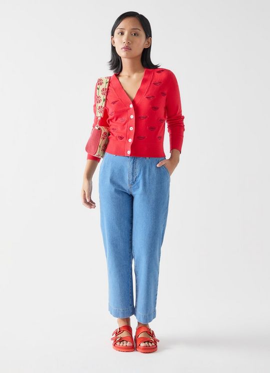 Willow Petite Pale Indigo Soft Wide Crop Jean