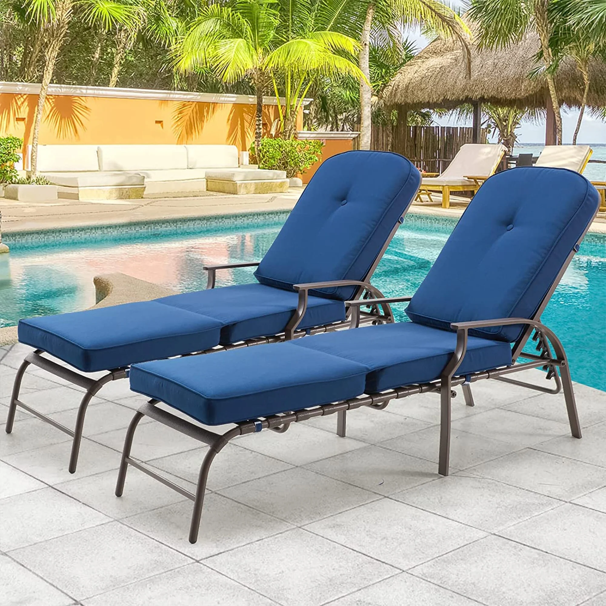 AECOJOY adjustable Outdoor Chaise Patio Lounge Chair (Set of 2)